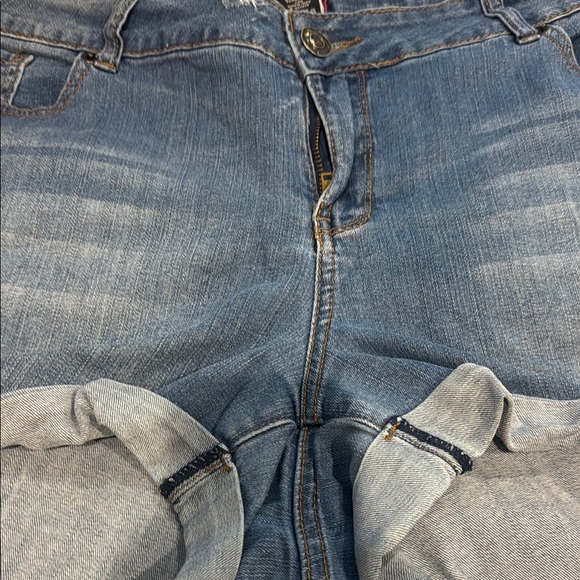 Torrid Blue Jean Shorts with Distressed Cut-Off Style - Picture 4 of 4